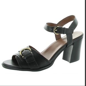 NWT Naturalizer Malika Women’s Sz 8.5W Wide Black Leather Open Toe Pump Heels